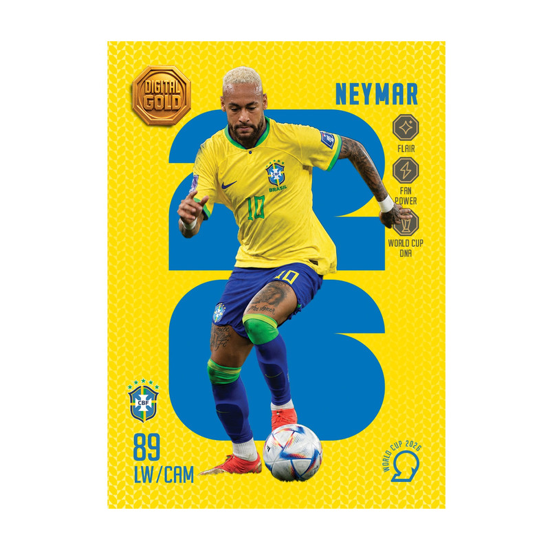 شمش طلای دیجیتال 18 عیار سوت مدل نیمار NEYMAR طرح کارت فوتبالی جام جهانی 2026 کد SO10085026