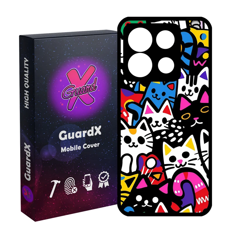 کاور گارد ایکس طرح گربه رنگی مدل Glass10766 مناسب برای گوشی موبایل شیائومی Poco X6 5G / Note 13 Pro 5G