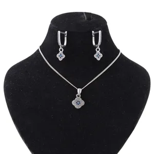 نیم ست نقره زنانه بازرگانی میلادی مدل مینیمال چشم و نظر قالب جواهر کد NTR_419