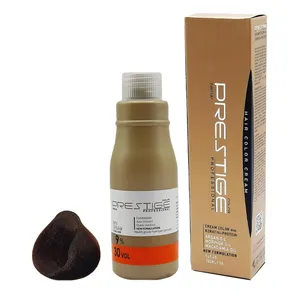 رنگ مو نیو پرستیژ کالر شماره 5.5 حجم 120 میلی لیتر رنگ قهوه ای طلایی روشن به همراه اکسیدان مدل 2 نه درصدی حجم 150 میلی لیتر