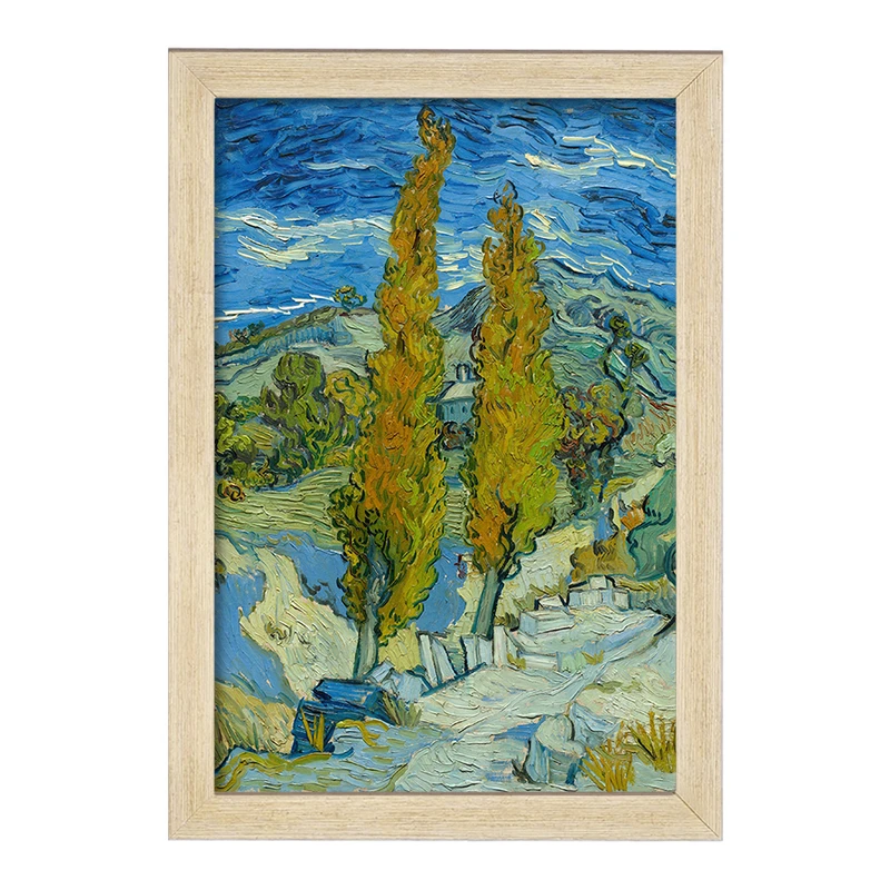 تابلو خندالو مدل نقاشی دو صنوبر در آلپیل نزدیک سن رمی اثر ونسان ونگوگ کد F12430