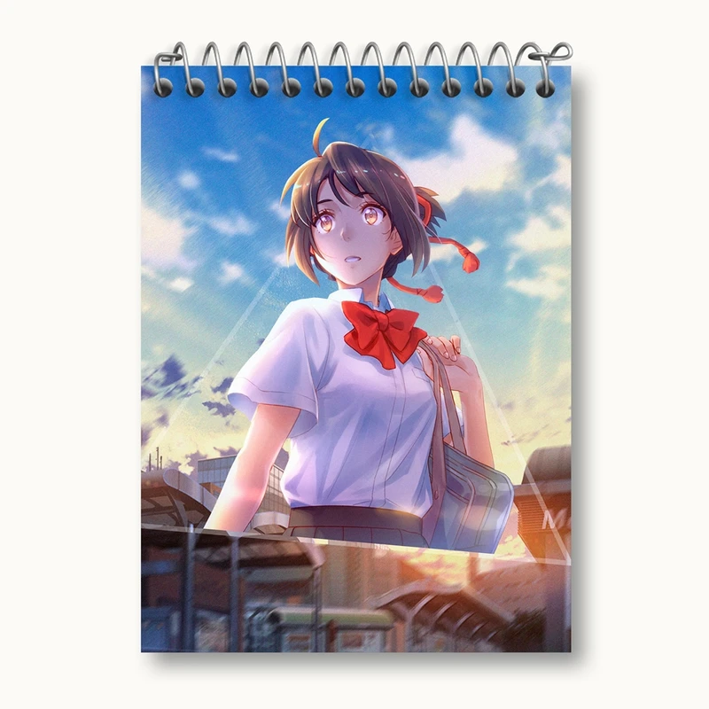 دفتر یادداشت 50 برگ خندالو مدل میتسویا میامیزو انیمه یورنیم Your Name کد 16256