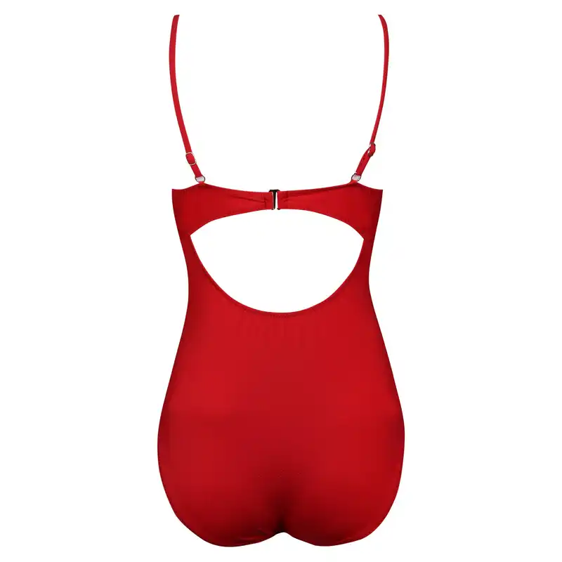 مایو زنانه فیتن مدل گل برجسته پددار بدون فنر کد 4942-290 رنگ قرمز