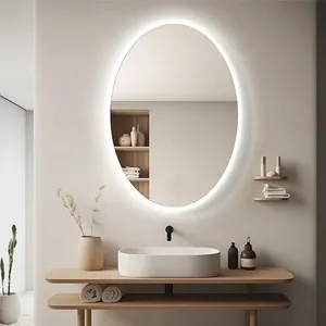 آینه سرویس بهداشتی آزالیا مدل نوردار بکلایت بیضی TBC5070 سایز 50x70 سانتی متر