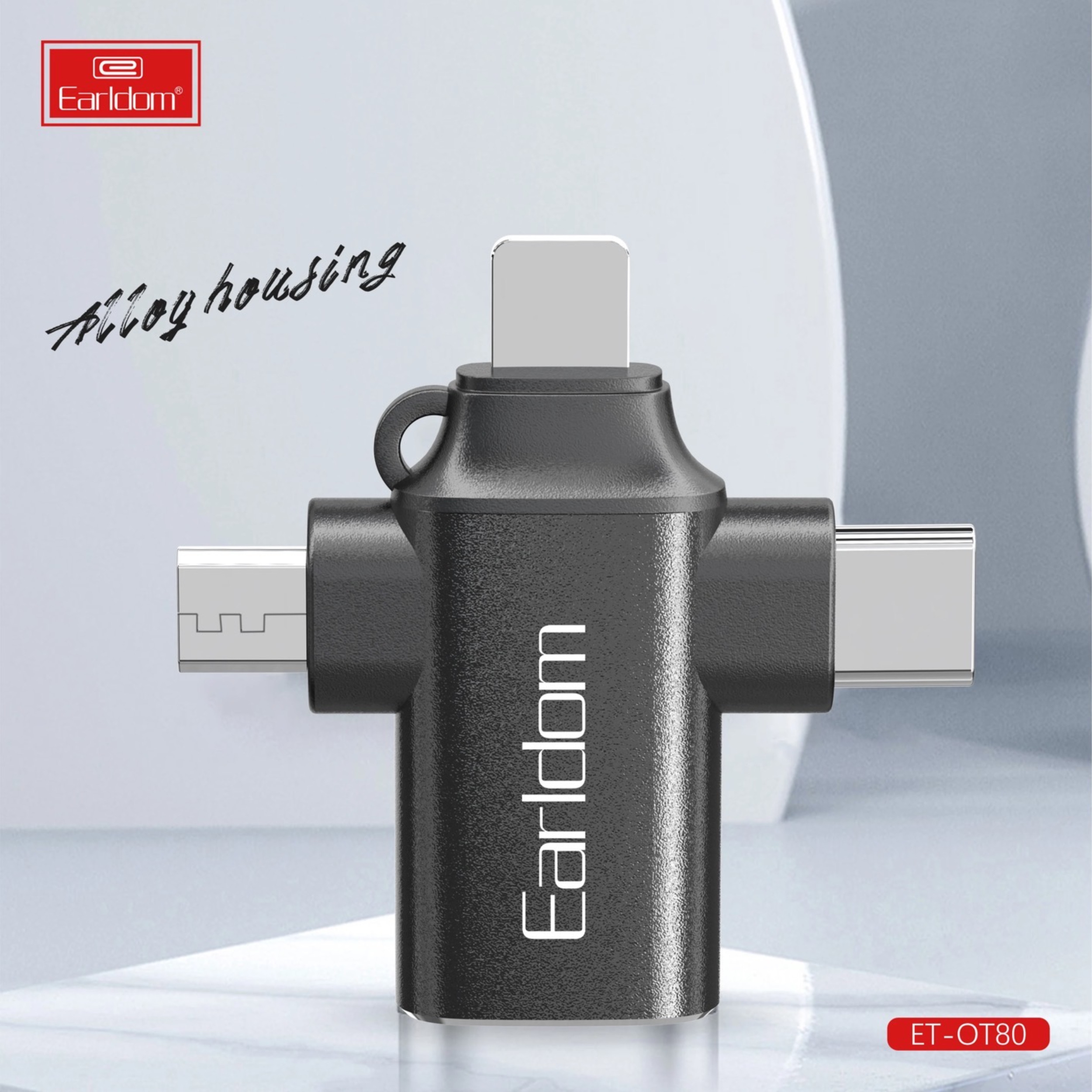 مبدل USB OTG به microUSB / لایتنینگ / USB-C ارلدام مدل ET-OT80