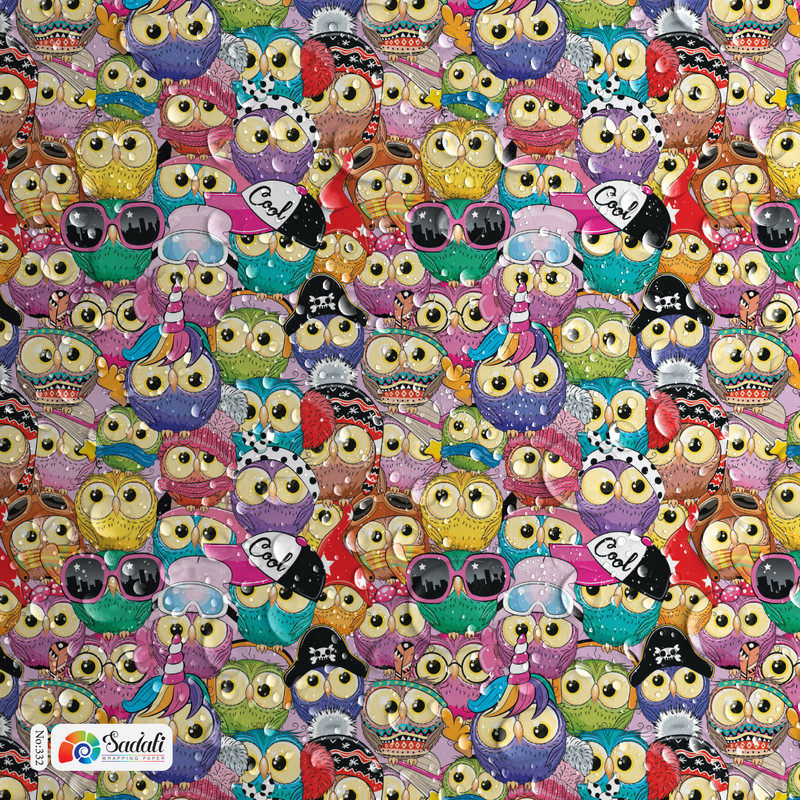 کاغذ کادو صدفی طرح پرنده های رنگی بسته 2 عددی