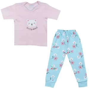 ست تی شرت و شلوار نوزادی مانینی مدل گلدار کد 20