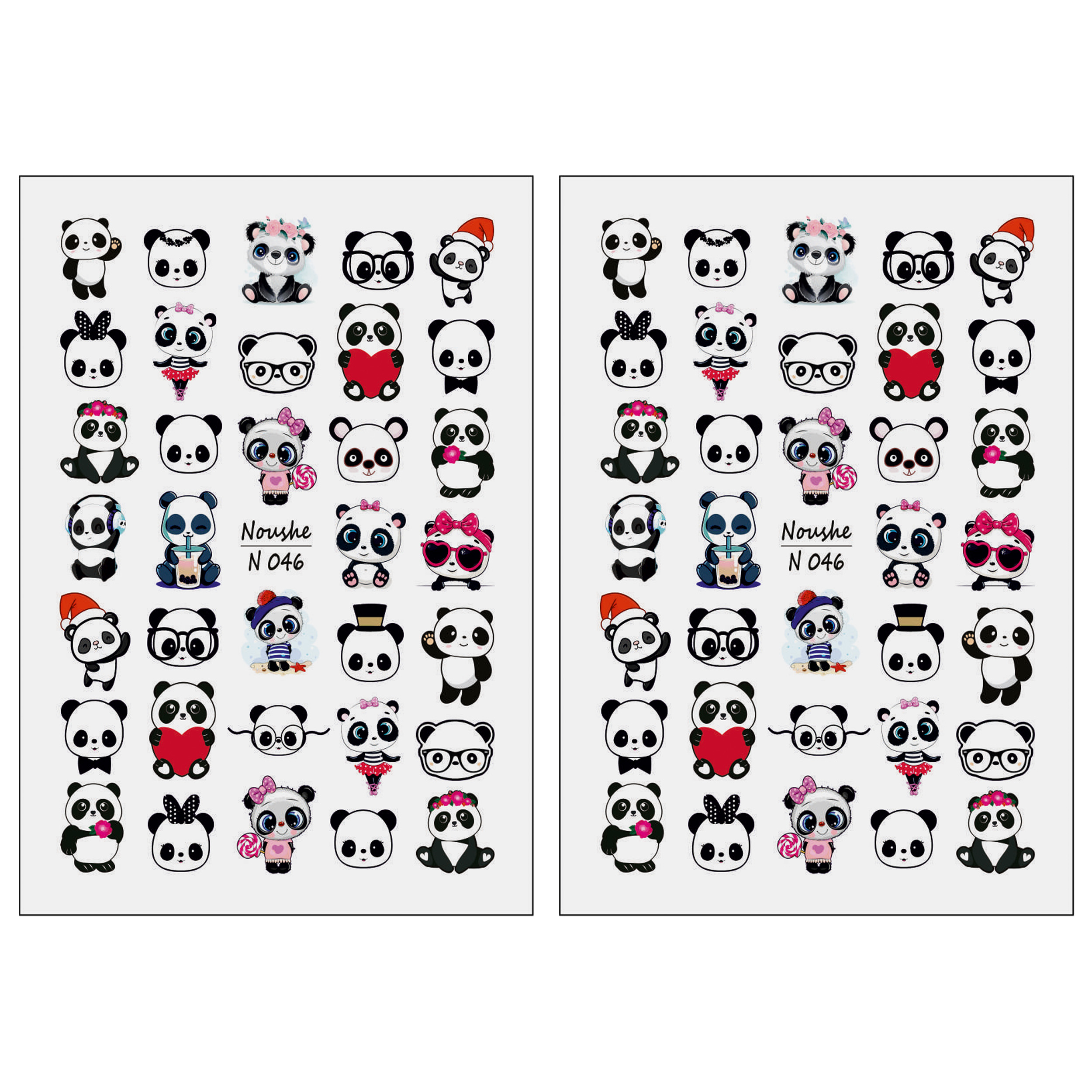 برچسب لنز ناخن مدل پاندا کد N046 مجموعه 2 عددی