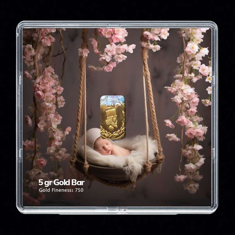 شمش طلا 18 عیار مدوپد مدل نوزاد کد SG-10297