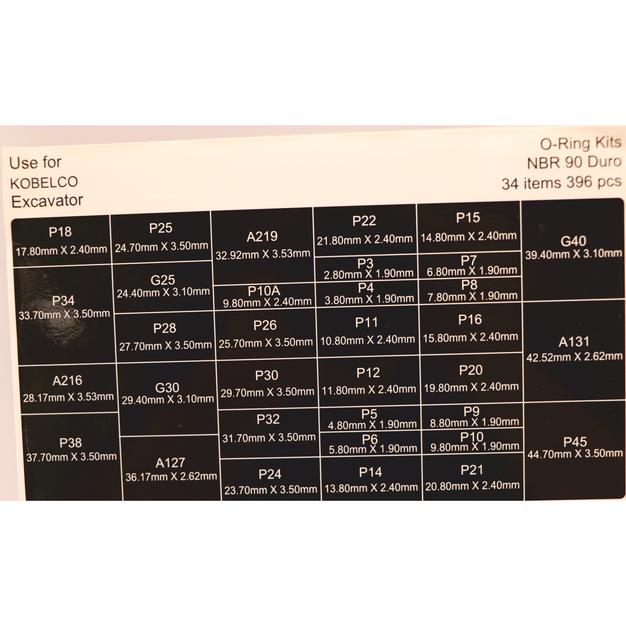 مجموعه 396 عددی اورینگ سیل گستر سالاران مدل MOK02 مناسب برای ماشین آلات کبلکو