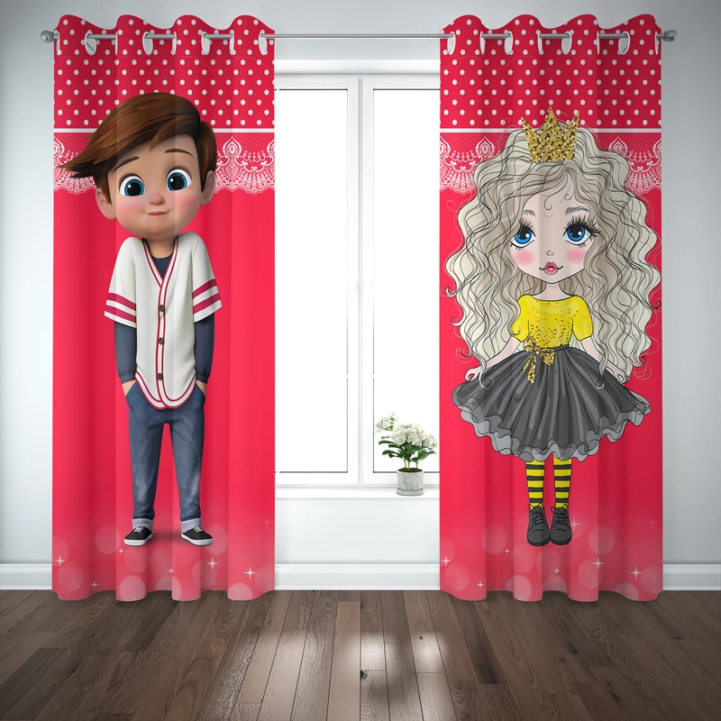 پرده مدل دختر و پسر سایز 280x140 سانتی متر 