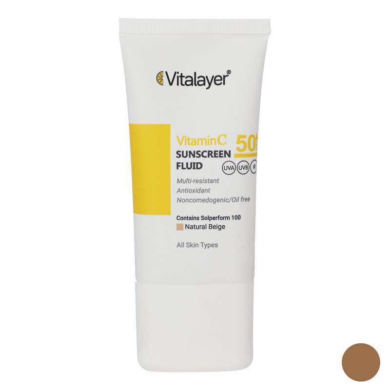 کرم ضد آفتاب رنگی ویتالیر SPF 50 مدل Vitamin C مناسب انواع پوست حجم 50 میلیلیتر کرم ضد آفتاب رنگی ویتالیر SPF 50 مدل Vitamin C مناسب انواع پوست حجم 50 میلیلیتر