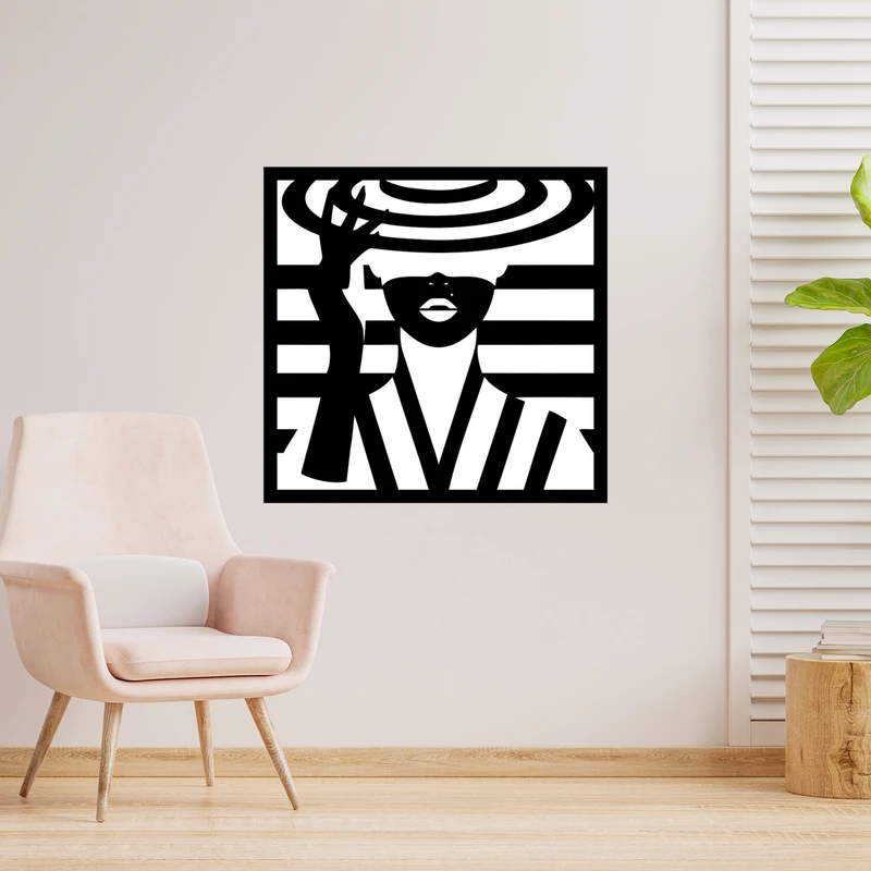 دیوارکوب طرح دختر و زن کلاه دار مدل A1386-3030