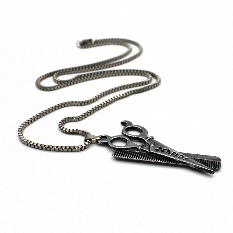 گردنبند مردانه رزالیا طرح شانه و قیچی مدل NM-SSC-3