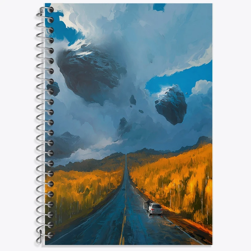 دفتر زبان 50 برگ خندالو مدل دو خط طرح جاده کد F15