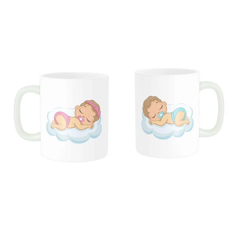 ماگ پادآفرین طرح فانتزی مدل ست تعیین جنسیت نوزاد دختر و پسر کد 033 مجموعه دو عددی