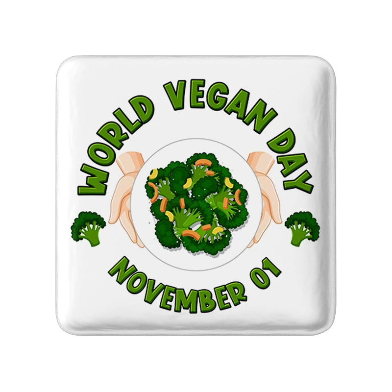 مگنت خندالو طرح وگن Vegan مدل مربعی کد 31124