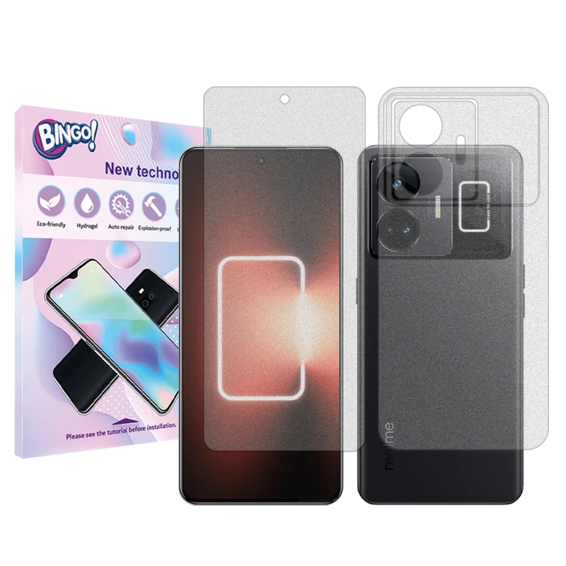 محافظ صفحه نمایش مات بینگو مناسب برای گوشی موبایل ریلمی GT3 به همراه محافظ پشت گوشی