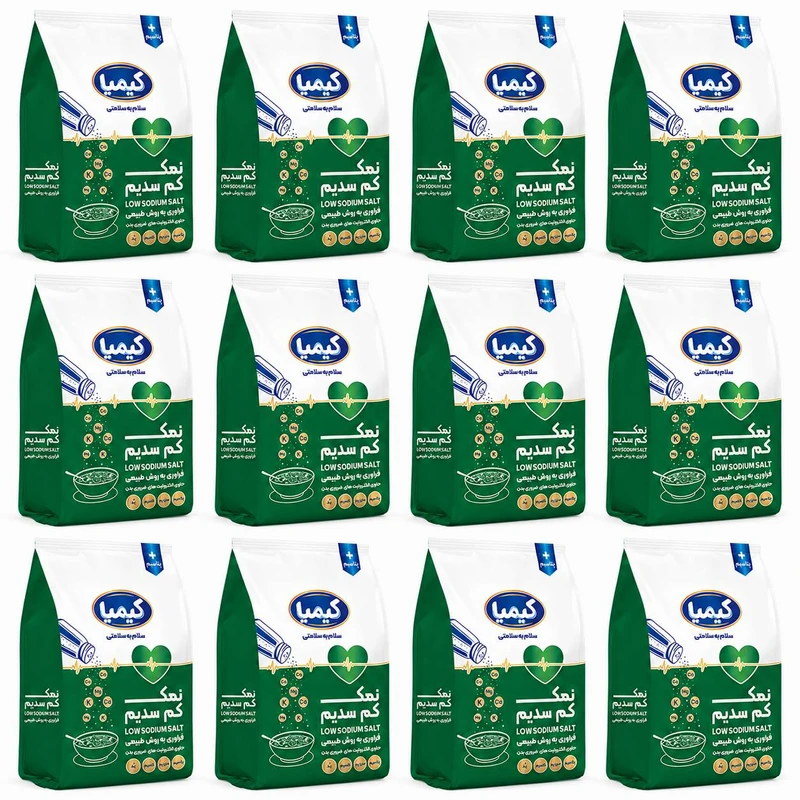 نمک کم سدیم خوراکی حاوی پتاسیم و منیزیم - 500 گرم مجموعه 12 عددی
