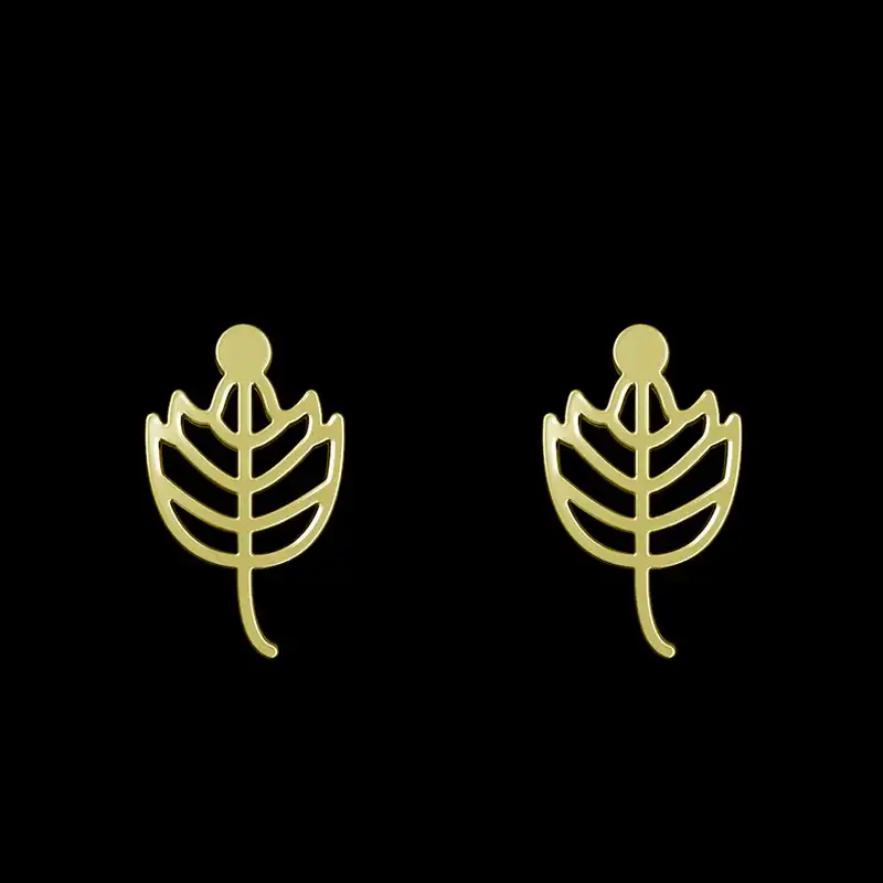 گوشواره طلا 18 عیار زنانه مدوپد مدل برگ کد GA1-16007