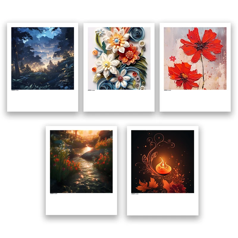 آویز تزیینی عرش مدل فانتزی منظره طبیعت کد Asa662 مجموعه پنج عددی