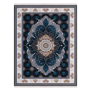 فرش ماشینی زرگل طرح چکاوک کد 01 زمینه سرمه