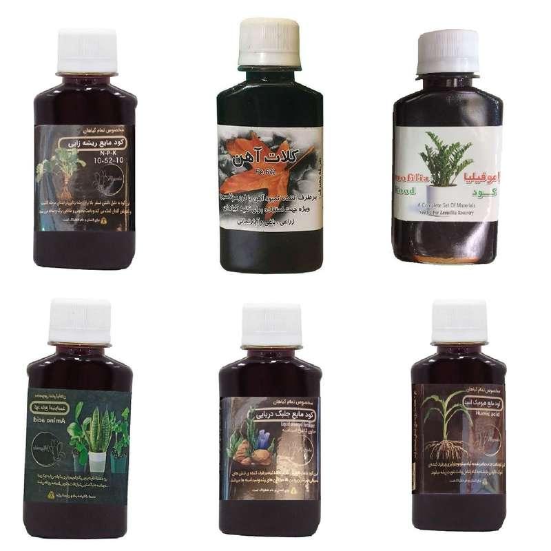کود مایع فسفر ریشه زایی 10-52-10 و کلات آهن و کود زاموفیلیا و امینو اسید و کود جلبک دریایی و هیومیک اسید مدل life drop حجم 120 میلی لیتر