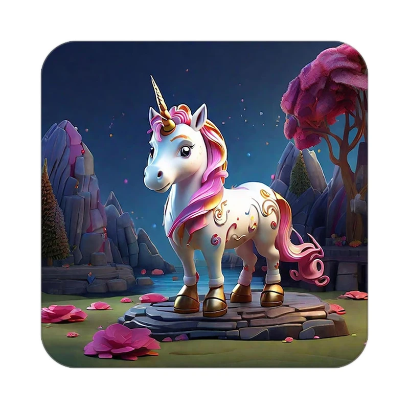 زیر لیوانی کاکتی طرح اسب تک شاخ و یونیکورن مدل mp28872