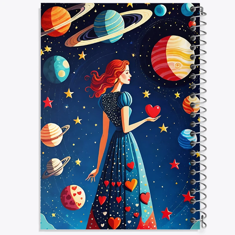 دفتر مشق 100 برگ خندالو طرح دختر و کهکشان کد F5131