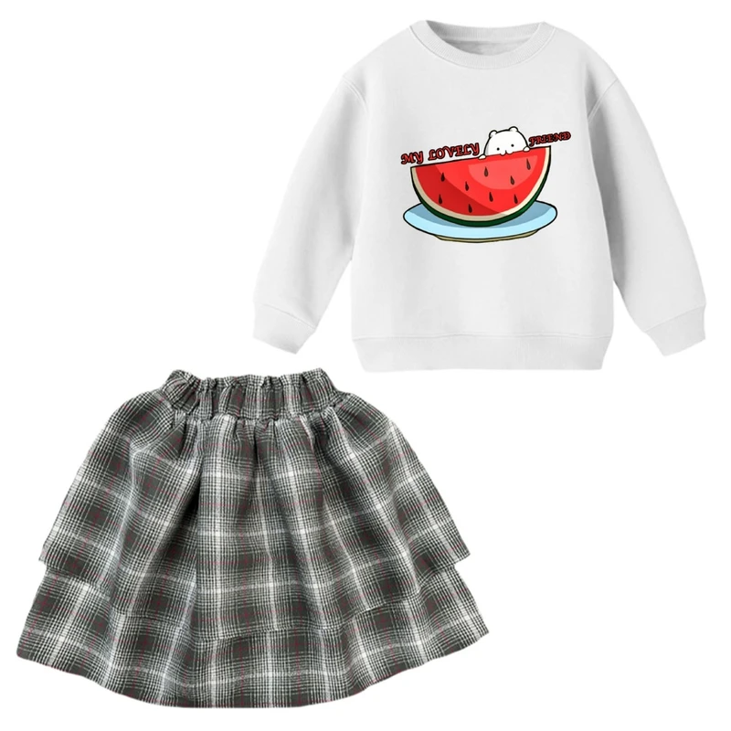 ست سویشرت و دامن دخترانه مدل هندوانه یلدایی کد 59