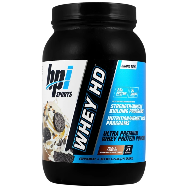 پودر پروتئین وی اچ دی با طعم شیر و بیسکوئیت بی پی آی اسپورت - 777 گرم
