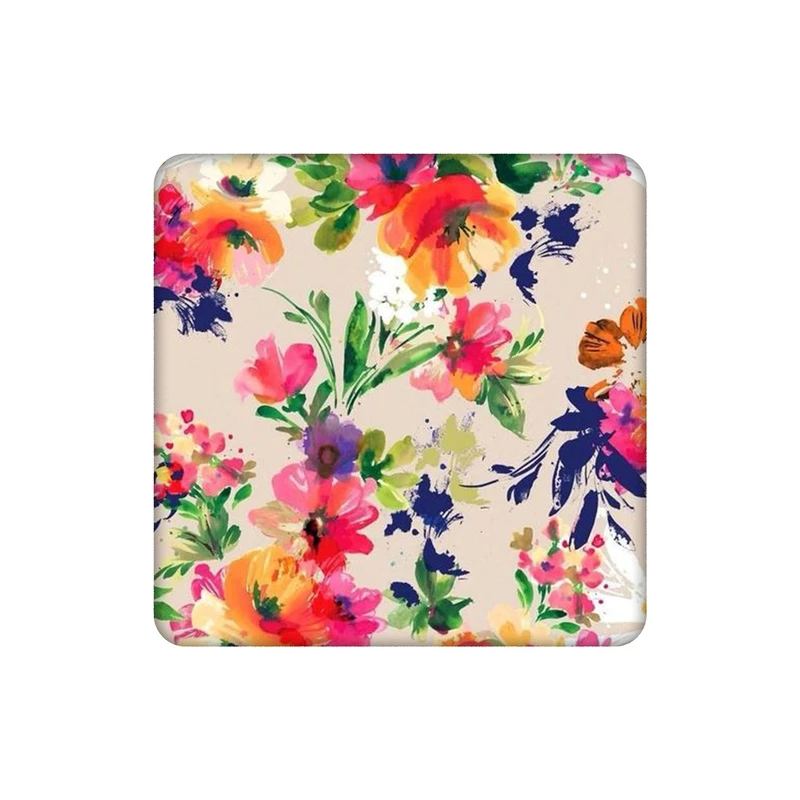 زیرلیوانی طرح گل گلی ابرنگی باز زمینه کرم کد 4840385