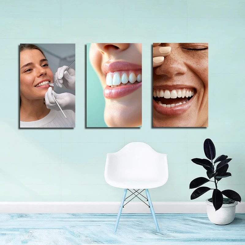 تابلو شاسی بکلیت طرح لبخند و دندانپزشکی مدل SH-3890 مجموعه 3 عددی