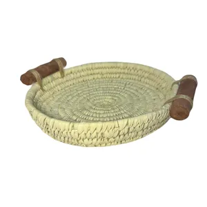 سینی حصیر بافی مدل دسته دار کد 30