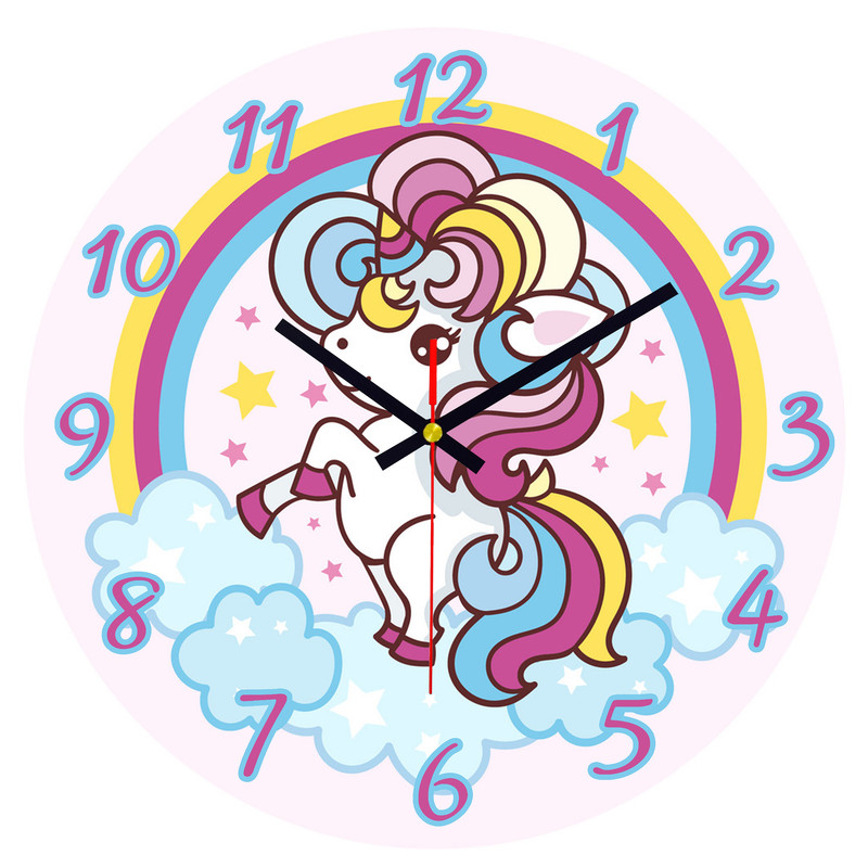 ساعت دیواری کودک مدل اسب تک شاخ کد W30004