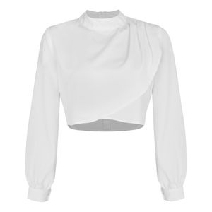 بلوز آستین بلند یقه ایستاده زنانه نیزل مدل 1175 رنگ سفید