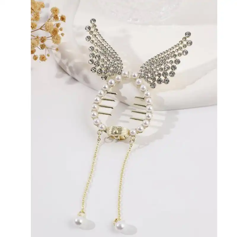 گیره مو زنانه مدل گوجه ای طرح بال فرشته کد 140206