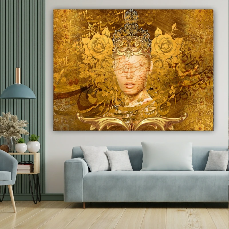 تابلو بوم طرح مخمل چهره مدل طلاکوب کد PY179 