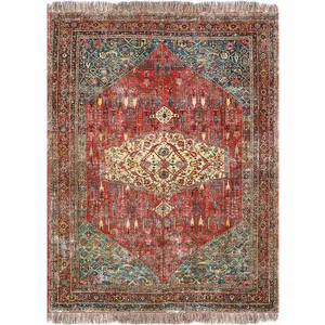 فرش ماشینی 700 شانه فرش پردیسان دلیجان زمینه قرمز لاکی حاشیه لاکی مدل n1014