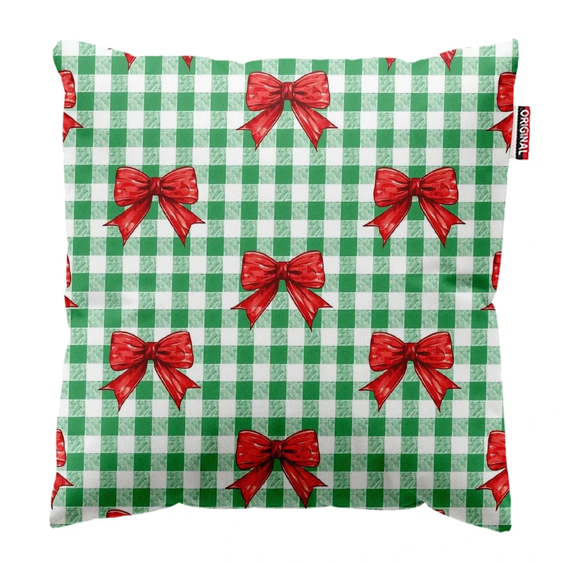 کوسن پاد آفرین مدل کریسمس طرح چهارخانه کد PK402852 سایز 40*40 سانتی متر