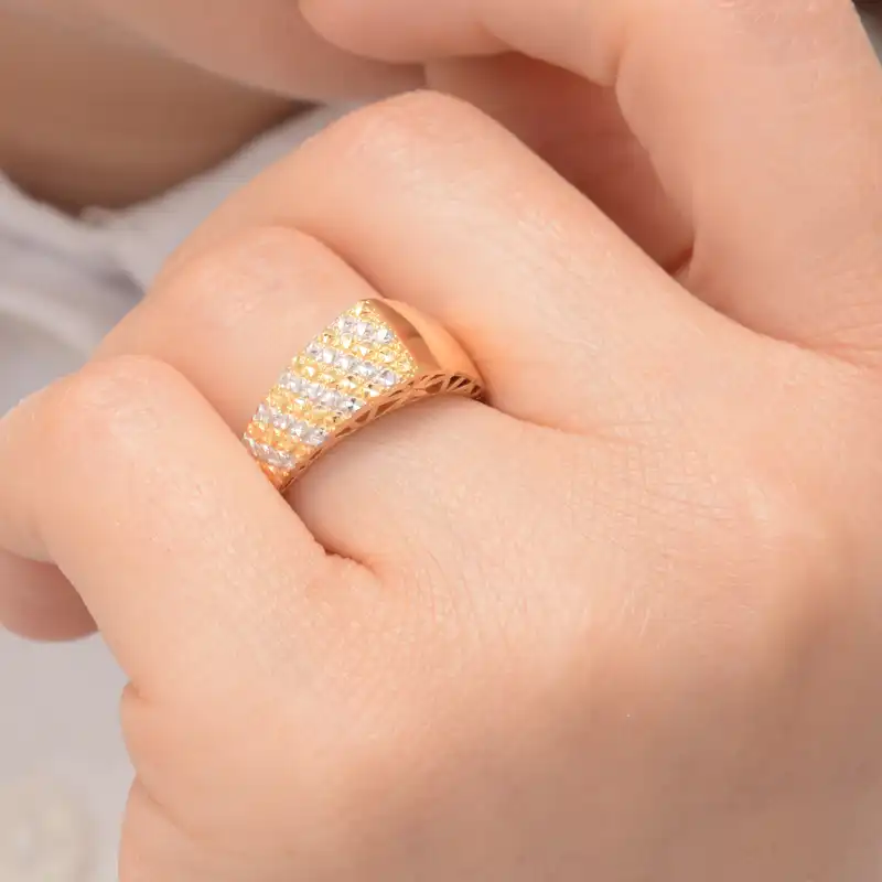 انگشتر طلا 18 عیار زنانه طلای مستجابی مدل آوا کد 67046