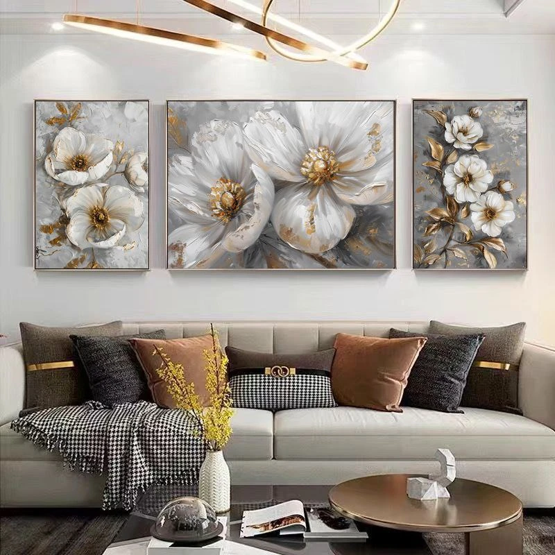 تابلو آتریسا طرح گل مدرن مدل AT00724 مجموعه 3 عددی 