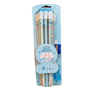 مداد مشکی مدل پاک کن دار طرح Magic به همراه تراش و سر مدادی بسته 12 عددی
