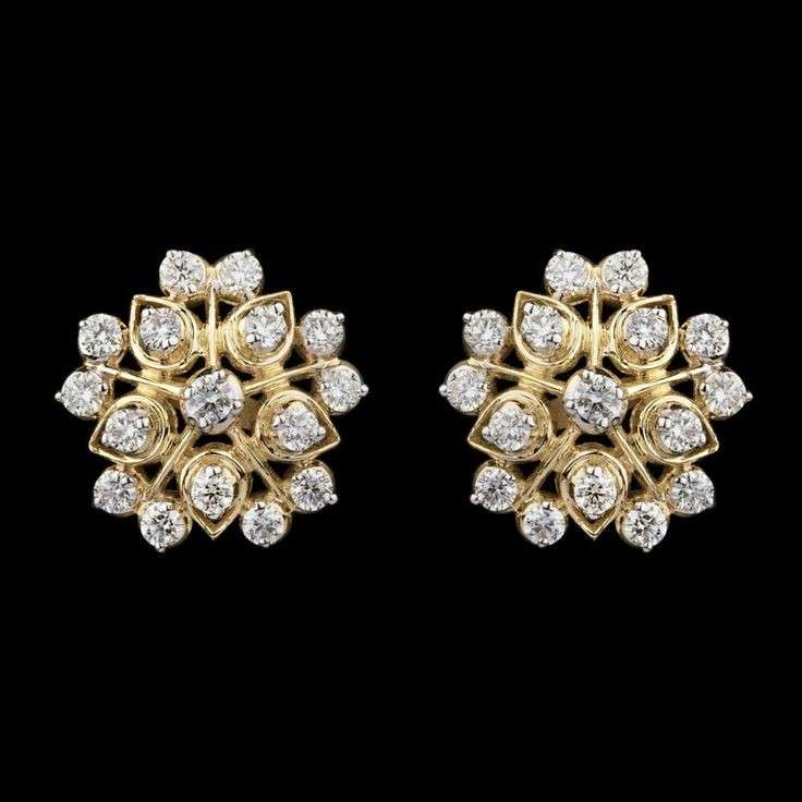 گوشواره طلا 18 عیار زنانه قیراط طرح گل کد GH4270