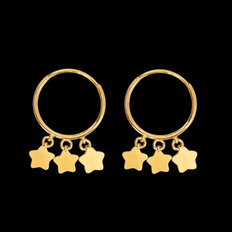 گوشواره حلقه‌ای طلا 18 عیار زنانه طلا و جواهرات لوتوس مدل استارز کد 41