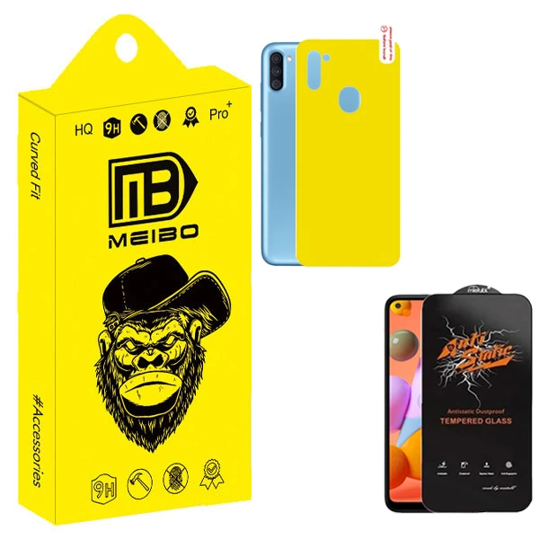 محافظ صفحه نمایش میبو مدل Antistatic Pro مناسب برای گوشی موبایل سامسونگ galaxy a11 به همراه محافظ پشت گوشی