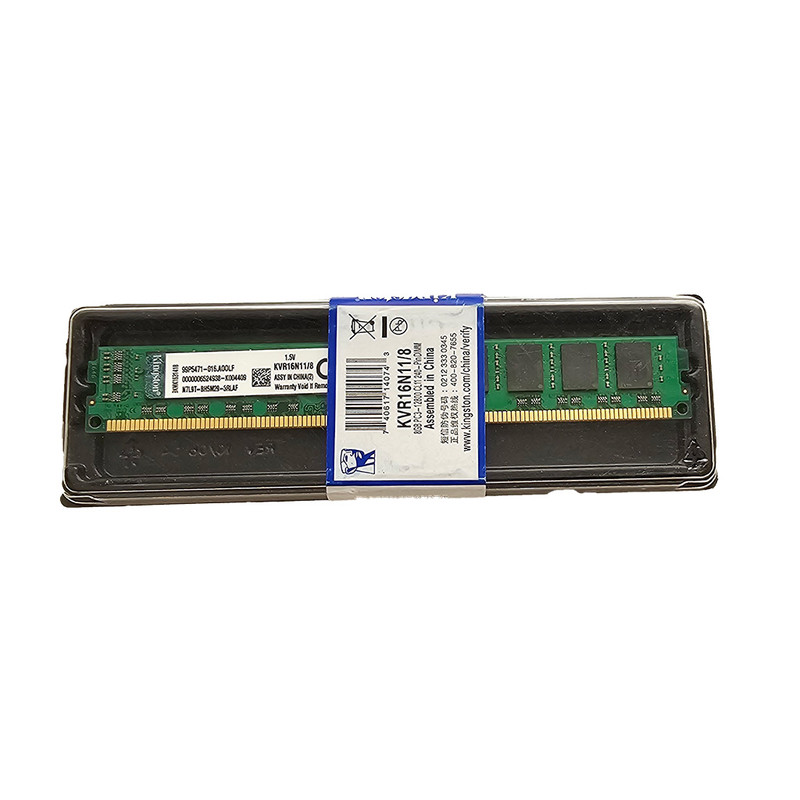 رم دسکتاپ DDR3 کینگستون 1600 مگاهرتز مدل KVR16N11/8 PC3-12800 ظرفیت 8 گیگابایت