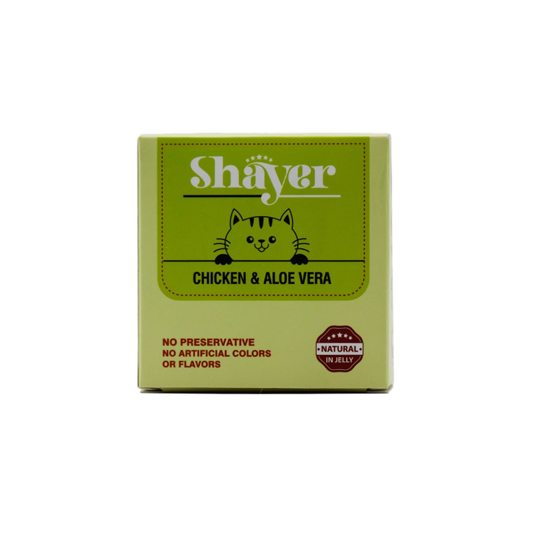 کنسرو غذای گربه شایر مدل Chicken&AloeVera وزن 90 گرم بسته 24 عددی