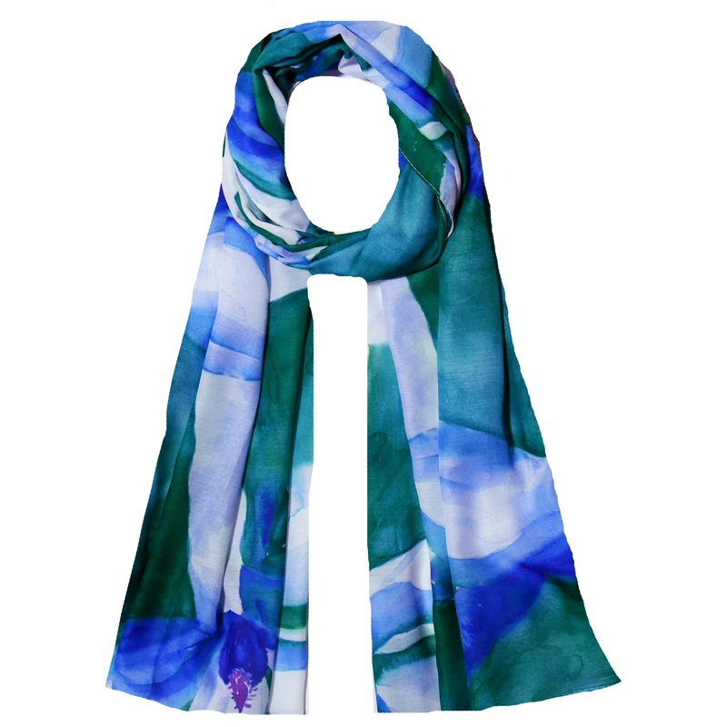 شال زنانه مدل نخی تابستانه خنک طرح گل زمردی کد ana-1513