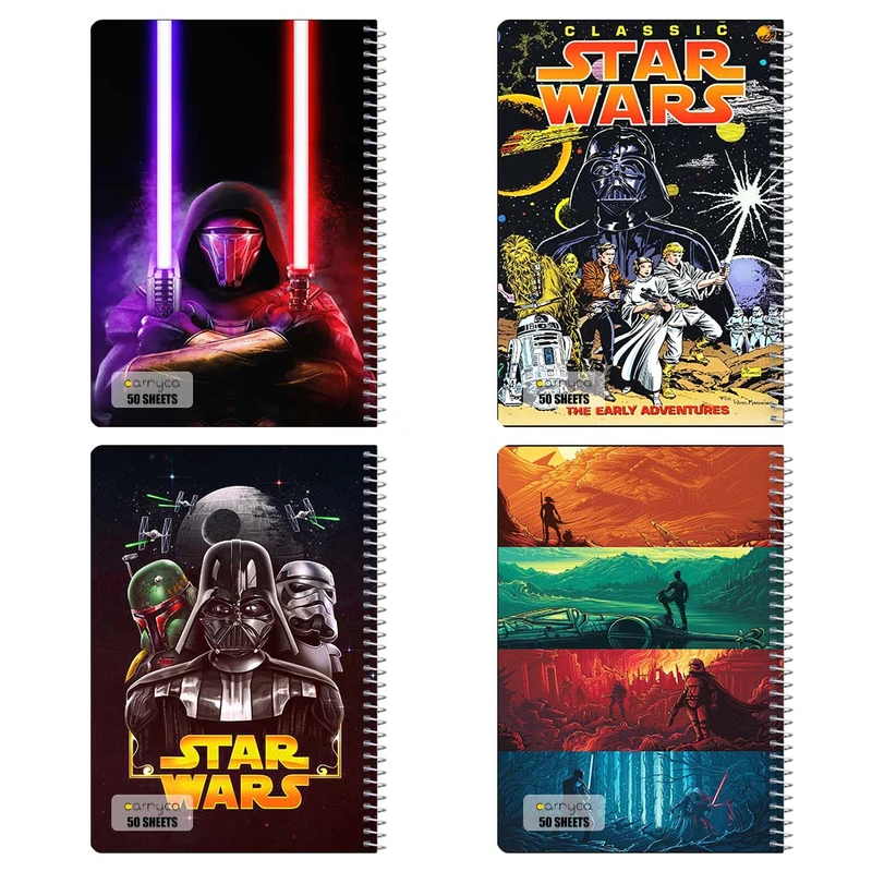 دفتر نقاشي 50 برگ کارنيکا طرح جنگ ستارگان Star Wars کد 77763 مجموعه 4 عددی